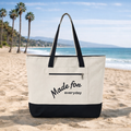 Made for everyday Zippered Canvas Tote | script text, neutral color