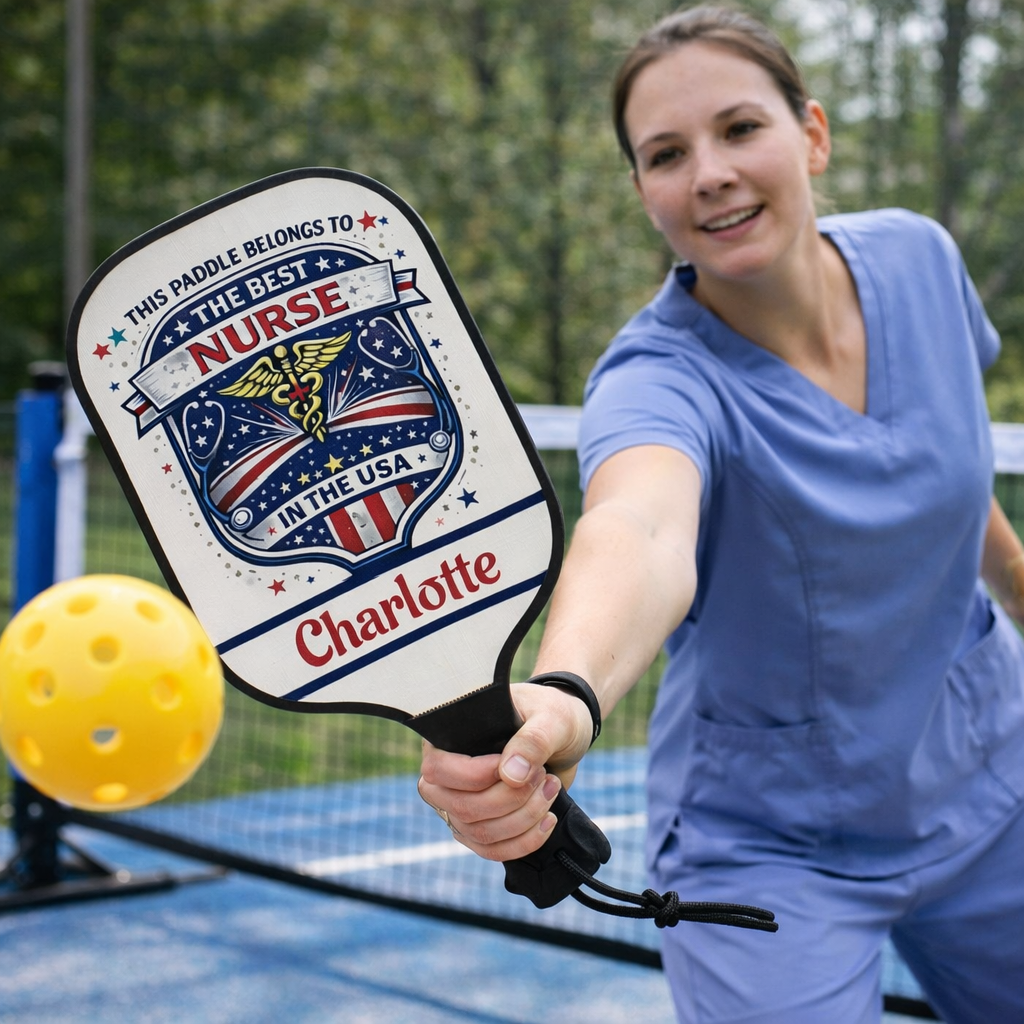 Personalized Nurse Pickleball Paddle Set | Custom Name Gift for Nurse | Best Nurse in the USA Pickleball Gift