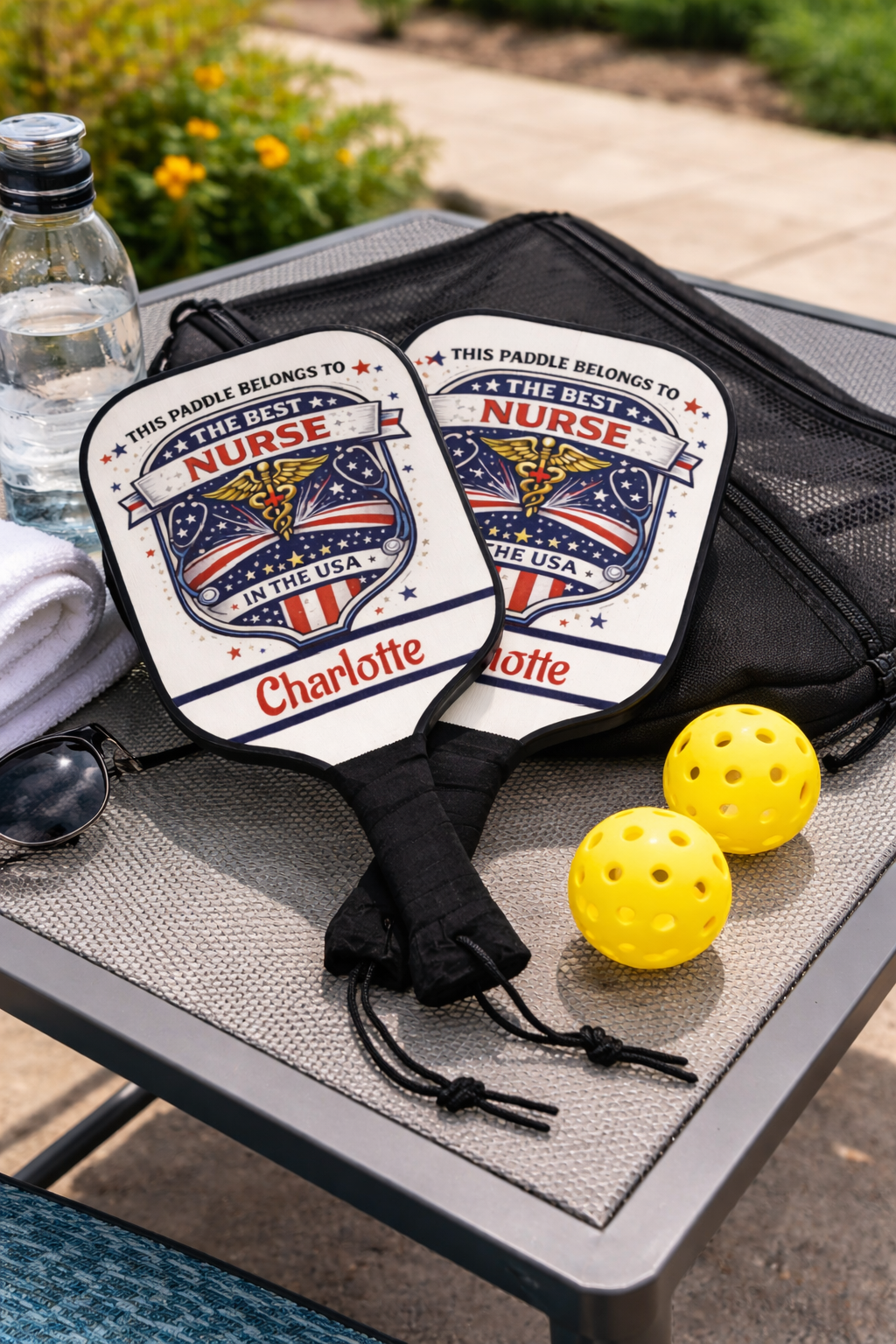 Personalized Nurse Pickleball Paddle Set | Custom Name Gift for Nurse | Best Nurse in the USA Pickleball Gift
