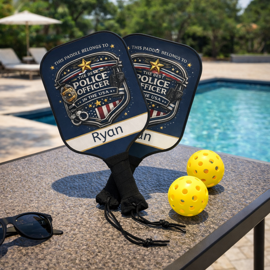 Personalized Police Officer Pickleball Paddle Set | Custom Cop Gift for Men | Law Enforcement Gift | USA First Responder
