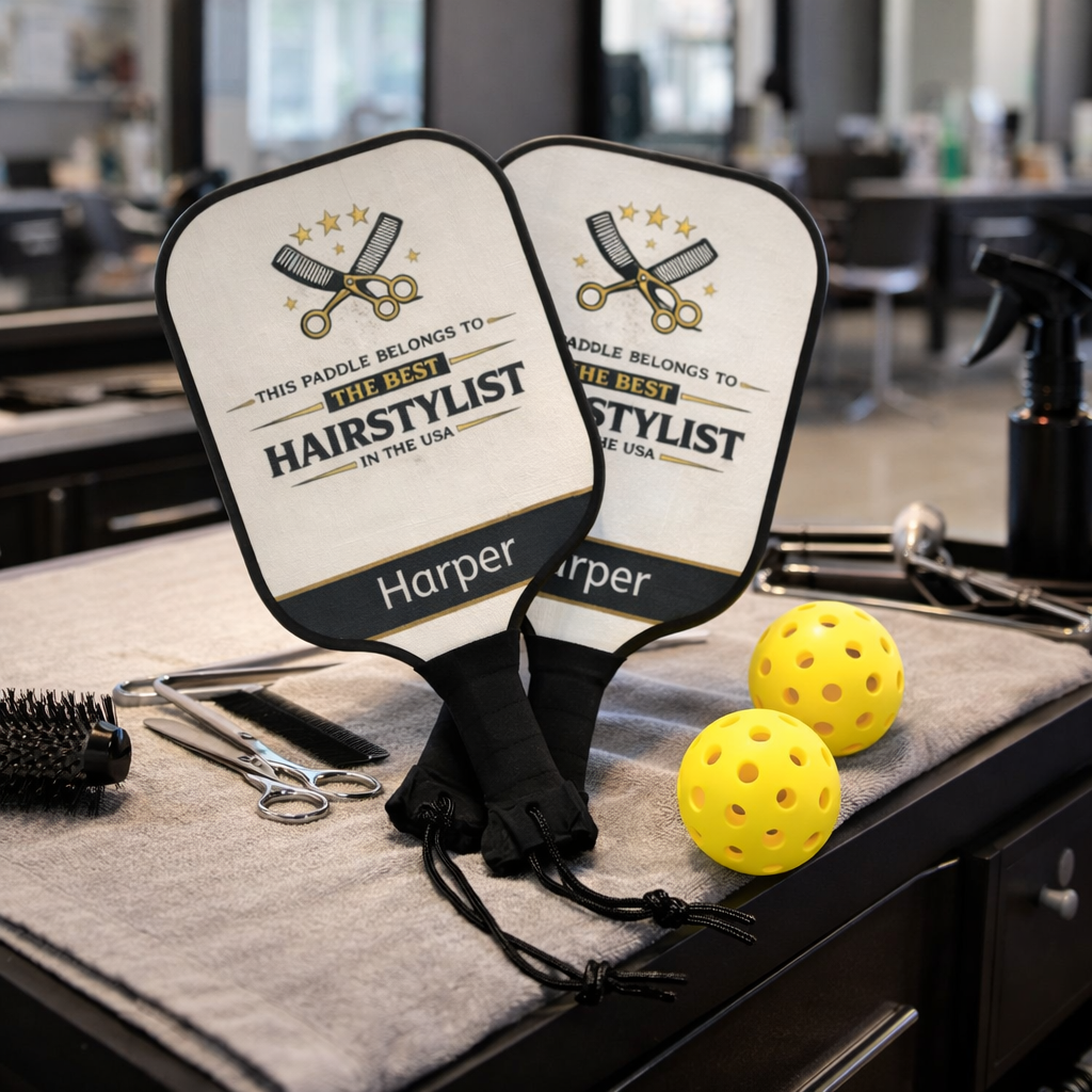 Personalized Hairstylist Pickleball Paddle Set | Gift for Hair Stylist | Custom Name Pickleball Racket | Salon Owner Gift