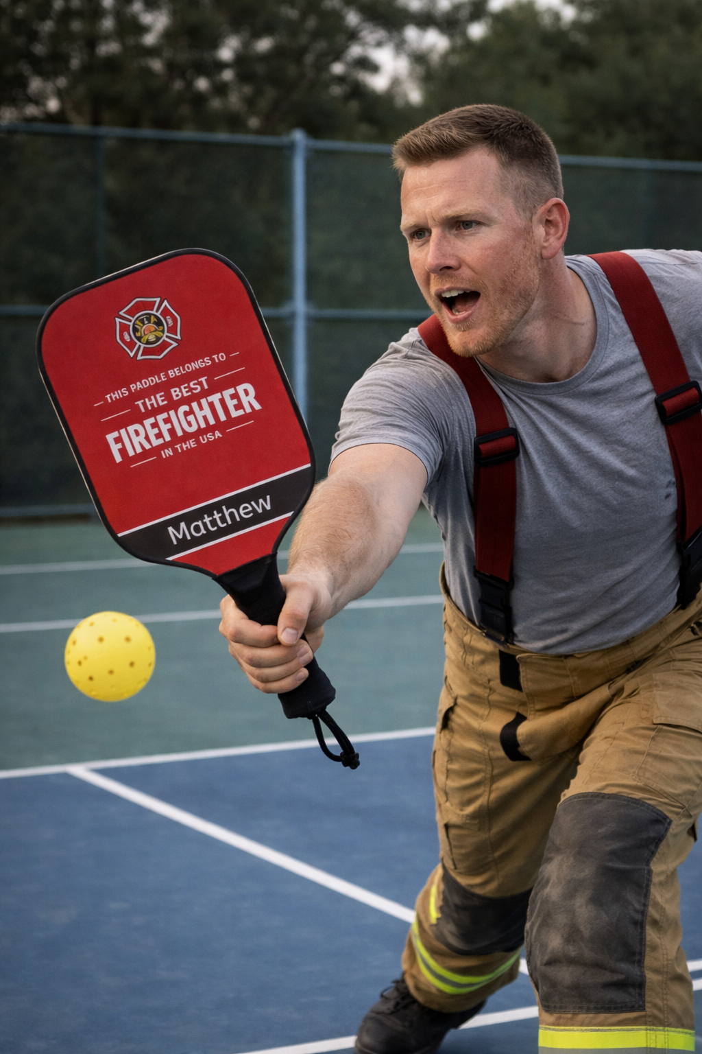 Personalized Firefighter Pickleball Paddle Set | Custom Fireman Gift | Best Firefighter Gift | Unique Pickleball Gift for Him