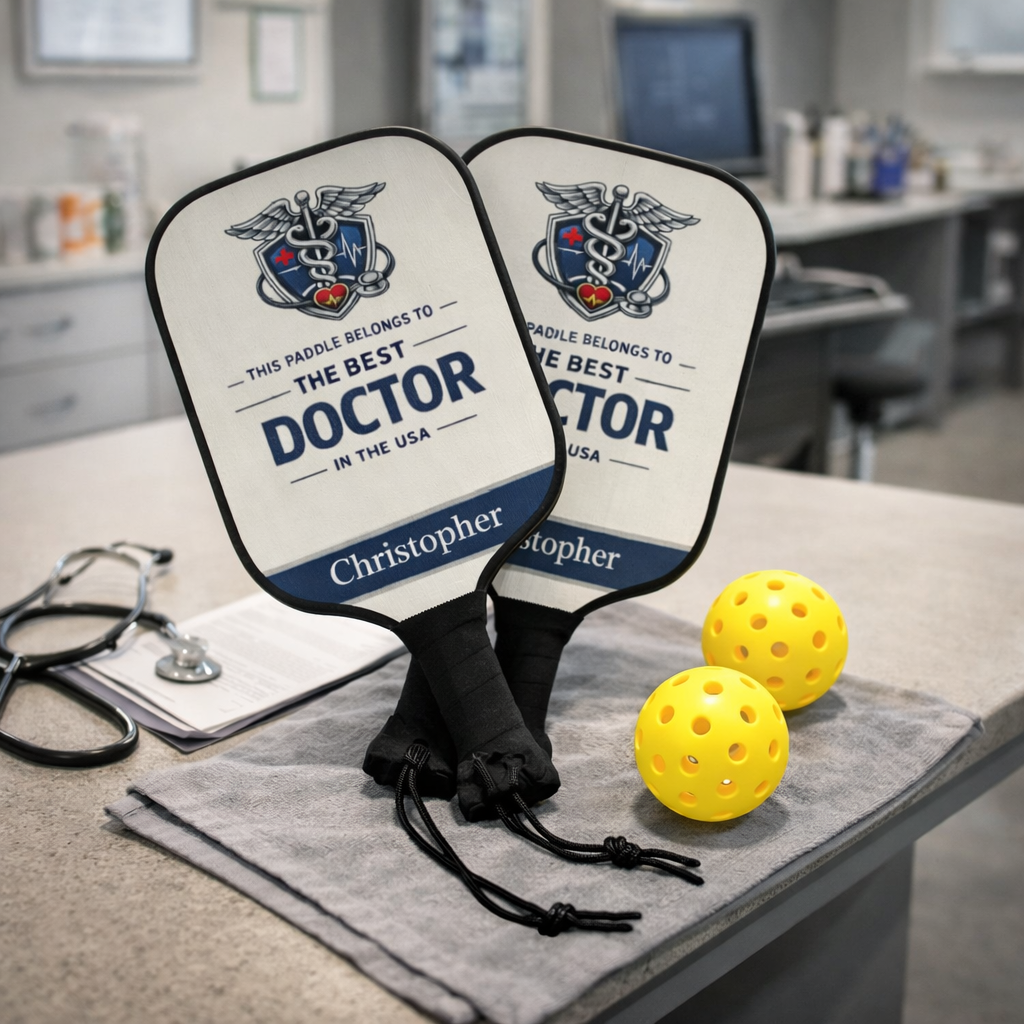 Personalized Doctor Pickleball Paddle Set | Best Doctor Gift | Custom Medical Pickleball Gift | Gift for Doctor | Gift for Him or Her