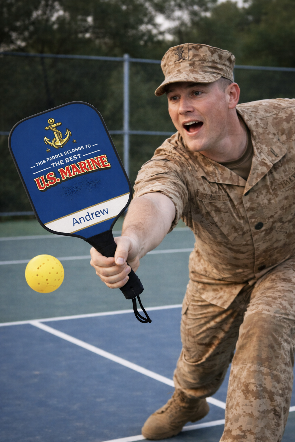 Personalized Marine Pickleball Paddle Set | Best Marine Gift | Custom Military Pickleball Gift | US Marine Birthday Gift | Gift for Him