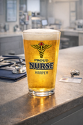 Personalized Nurse Pint Glass | Proud Nurse Gift with Name | RN Graduation Gift | Custom Nurse Beer Glass 16oz
