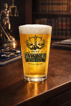 Personalized Lawyer Pint Glass | Best Lawyer in the USA Gift | Custom Attorney Beer Glass 16oz | Law School Graduation Gift