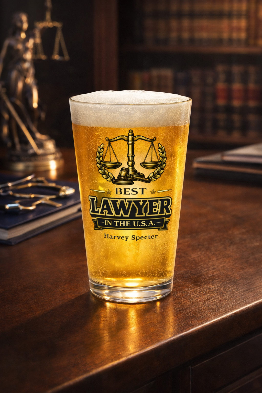 Personalized Lawyer Pint Glass | Best Lawyer in the USA Gift | Custom Attorney Beer Glass 16oz | Law School Graduation Gift