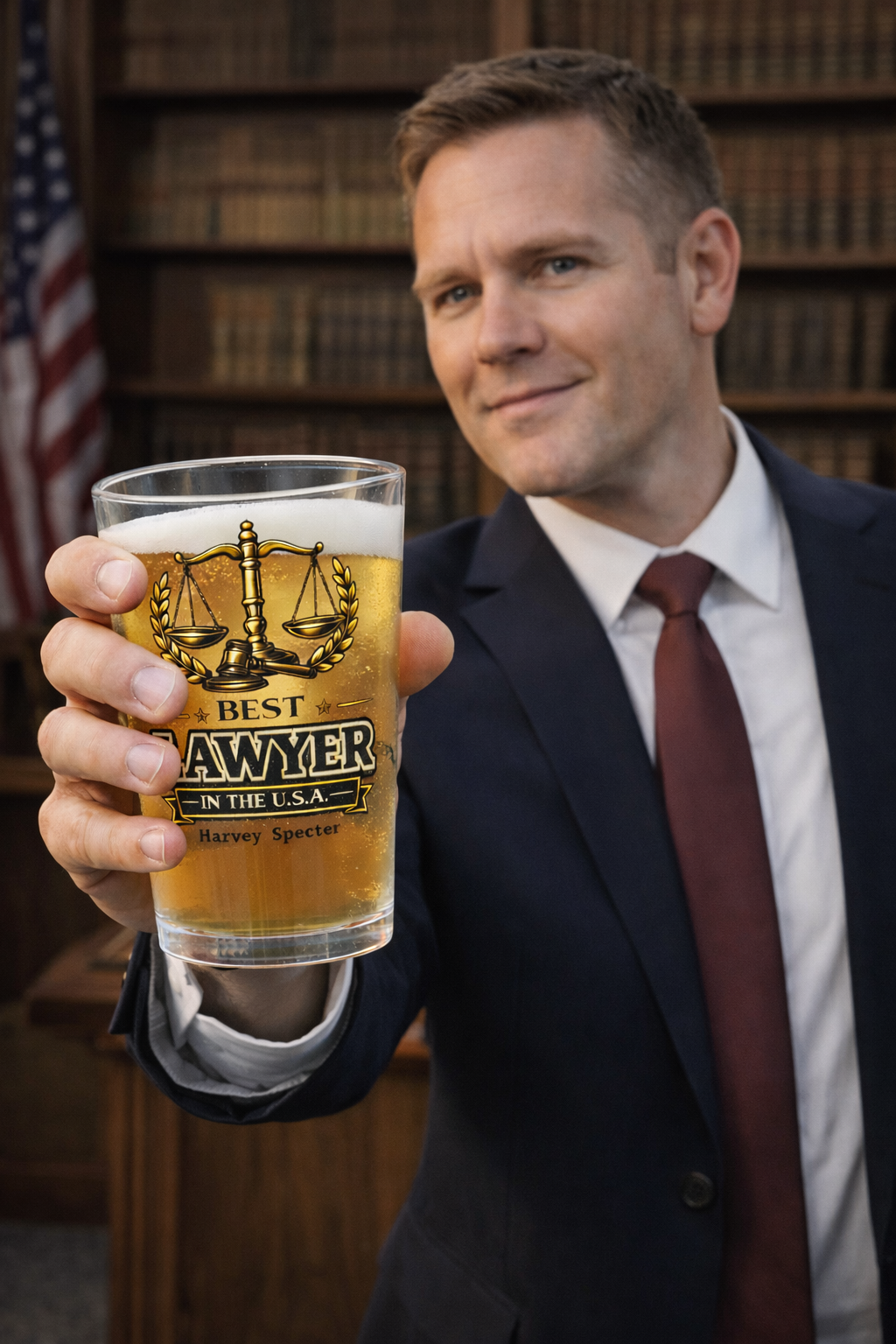 Personalized Lawyer Pint Glass | Best Lawyer in the USA Gift | Custom Attorney Beer Glass 16oz | Law School Graduation Gift