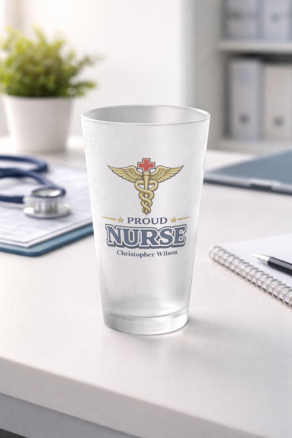 Proud Nurse Frosted Pint Glass  Nurse Appreciation Gift RN Graduation Present  Custom Medical Beer Glass for Healthcare Worker