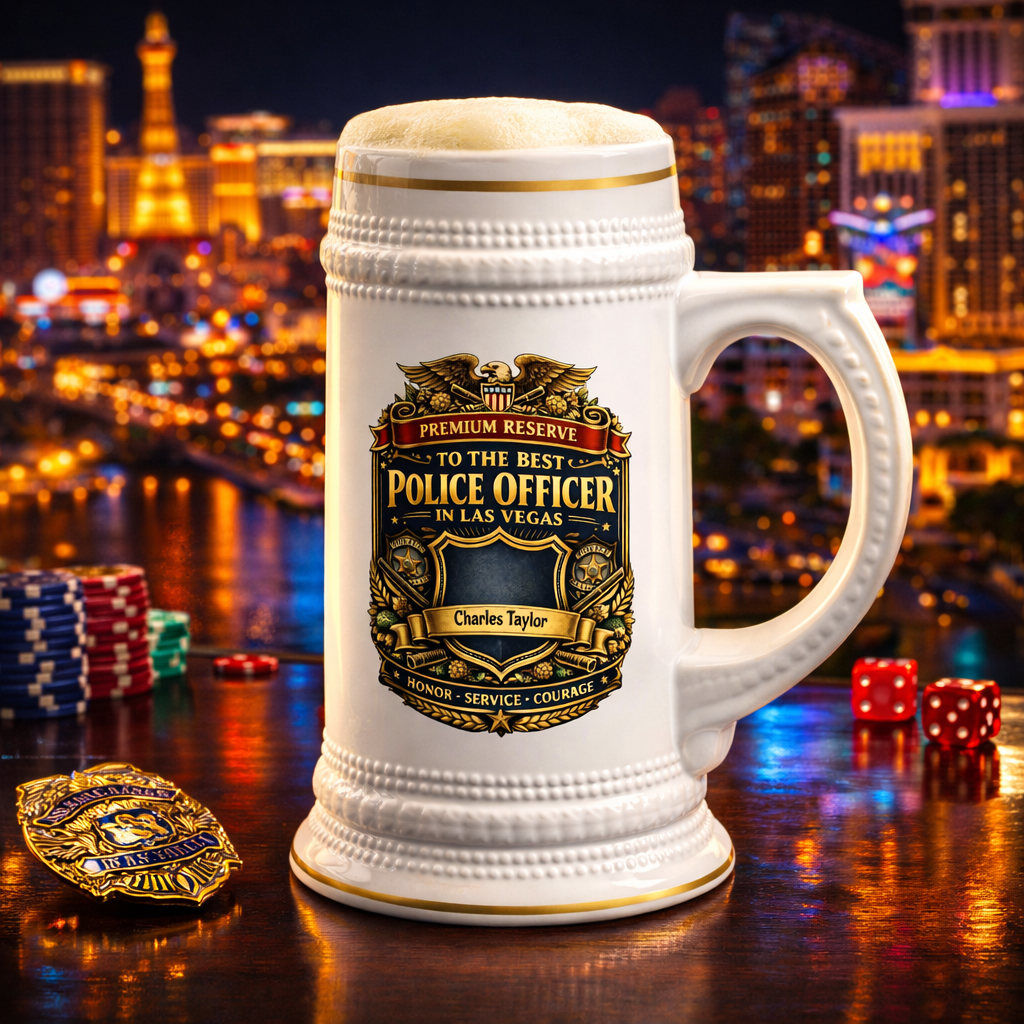 Personalized Las Vegas Police Officer Beer Stein 22oz - Custom Name Cop Mug