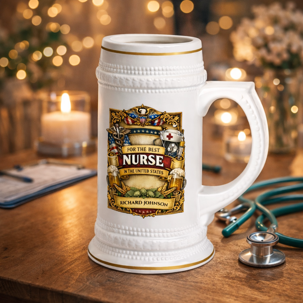 Personalized Nurse Beer Stein 22oz - Custom Name Nurse Mug, Best Nurse Gift