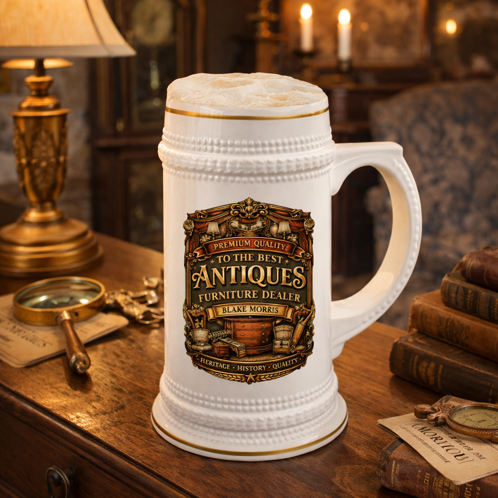 Personalized Antiques Dealer Beer Stein 22oz - Custom Name