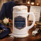Personalized Groomsmen Beer Stein 22oz - Custom Name Wedding Beer Mug