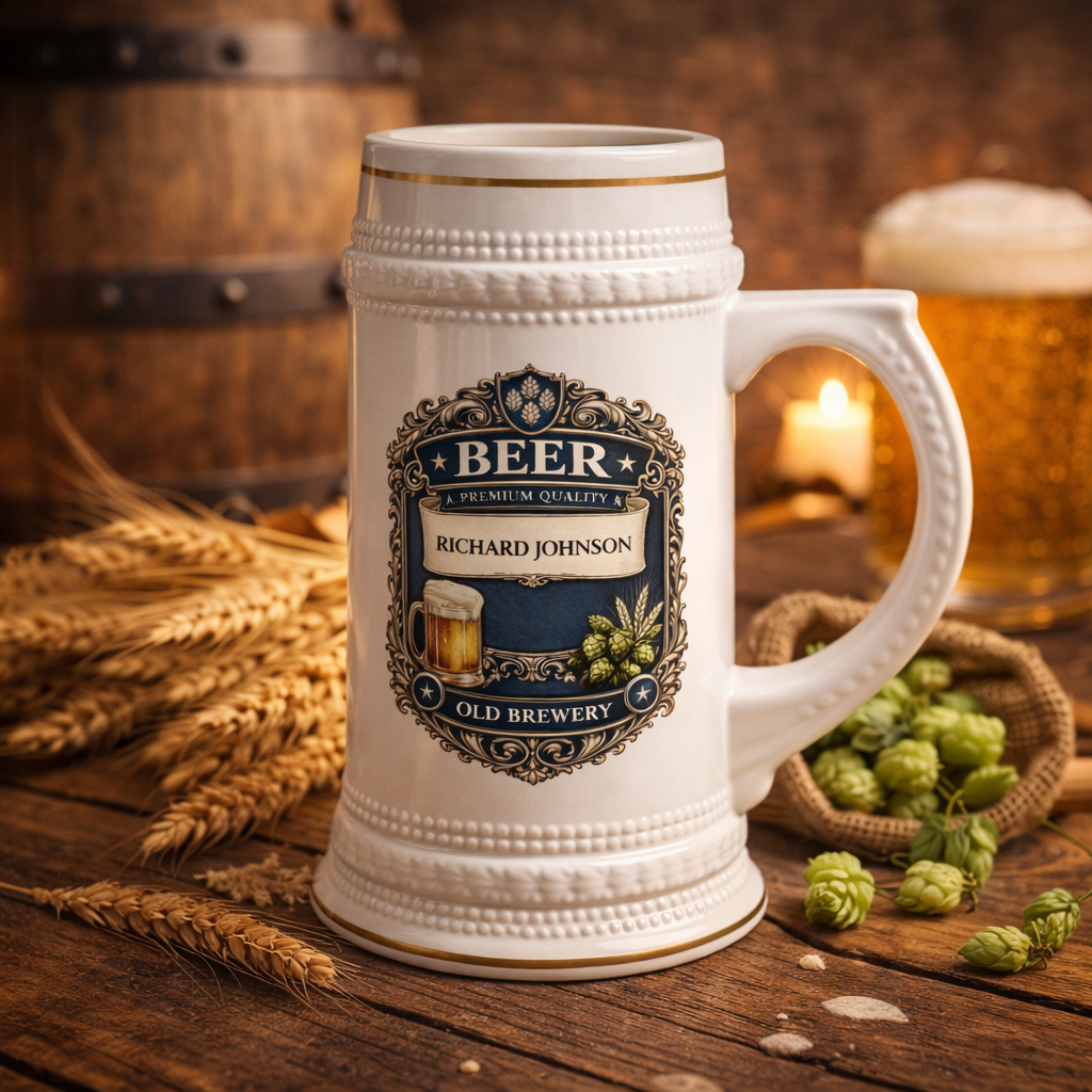 Personalized 22oz Beer Stein Custom Name Vintage Brewery Mug Gift