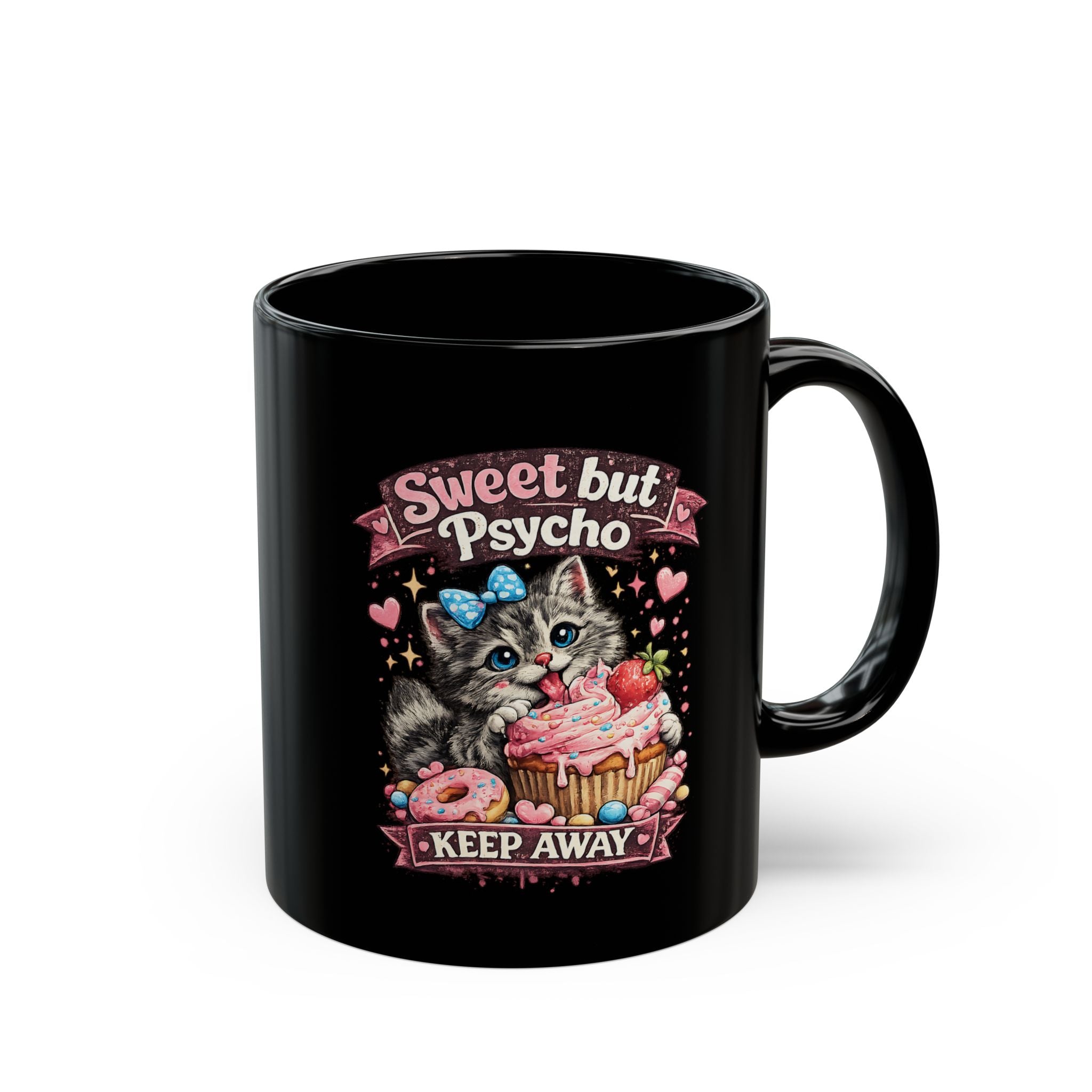 Sweet But Psycho Mug Cute Cat Coffee Cup Funny Kitty Humor Gift for Cat Lovers