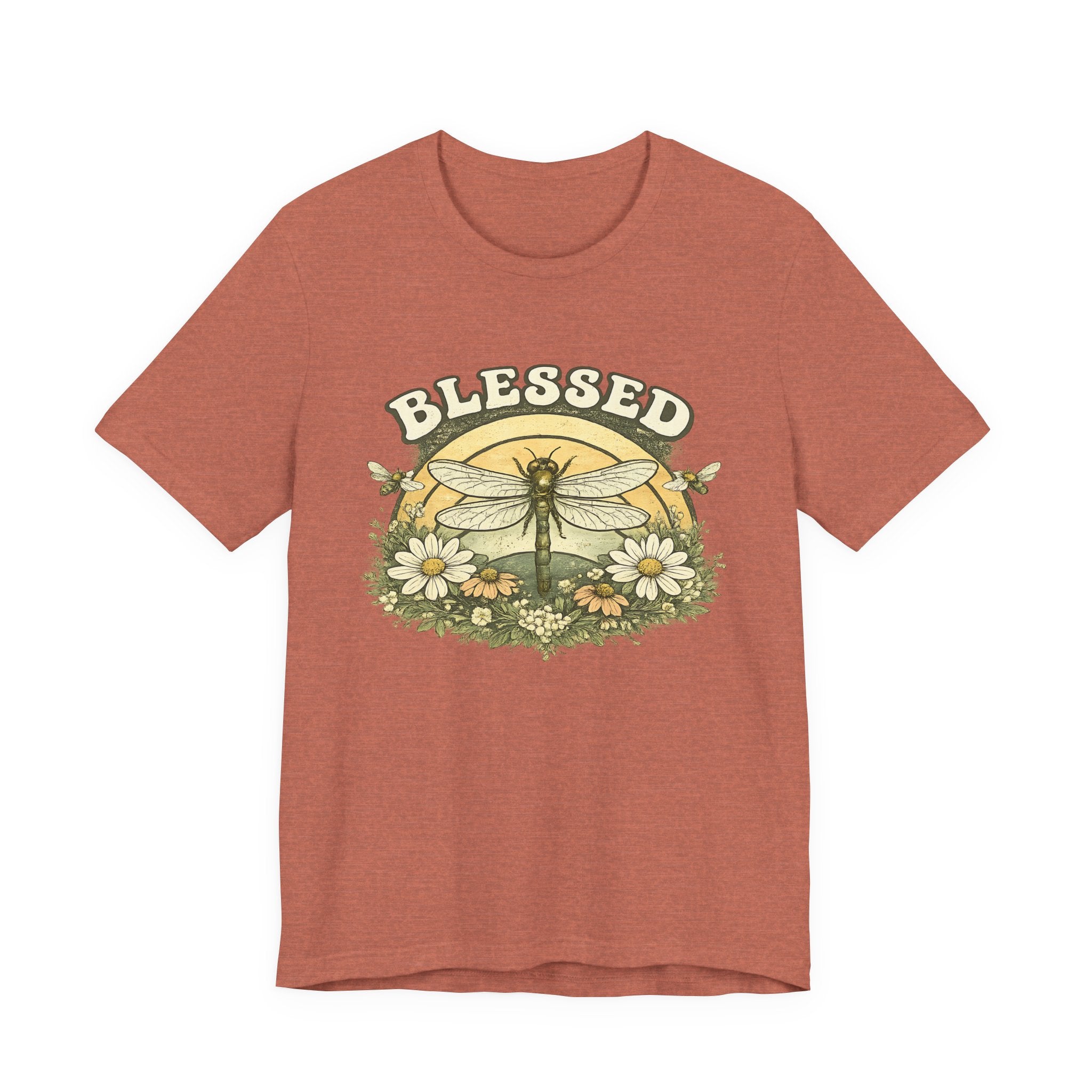 Blessed Dragonfly Shirt Floral Nature T Shirt Boho Faith Tee Vintage Botanical Graphic