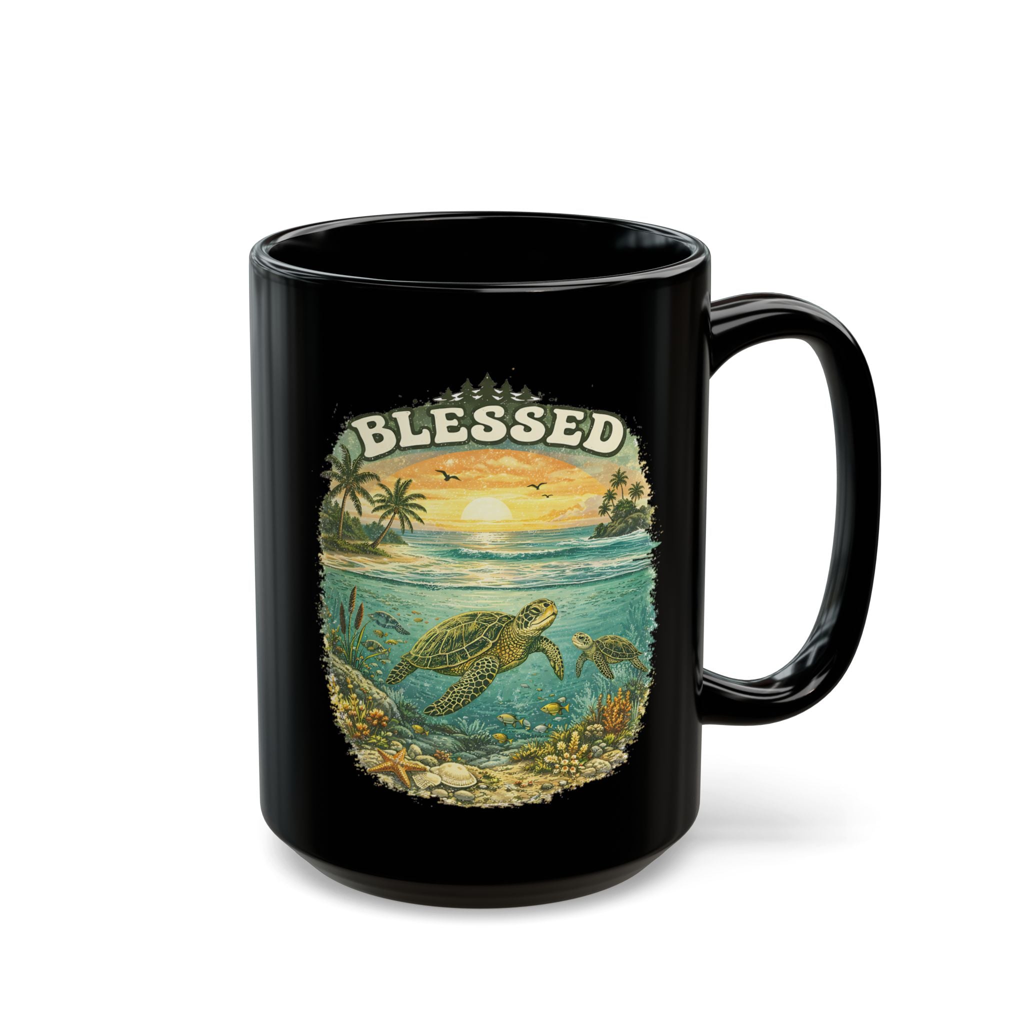 Blessed Sea Turtle Mug Ocean Coffee Cup Christian Beach Nature Gift