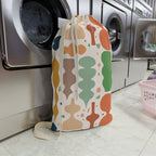Abstract Shapes Laundry Bag | Retro Colorful Pattern, Drawstring Tote