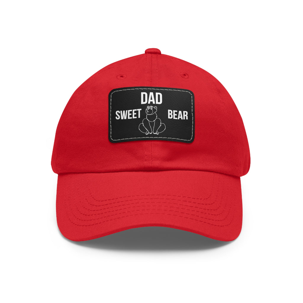 Dad Hat with Leather Patch Dad Sweet Bear Embroidered Cap