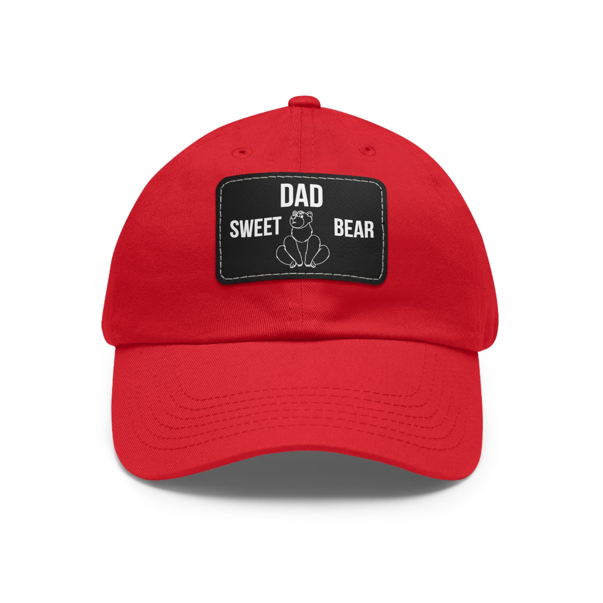 Dad Hat with Leather Patch Dad Sweet Bear Embroidered Cap