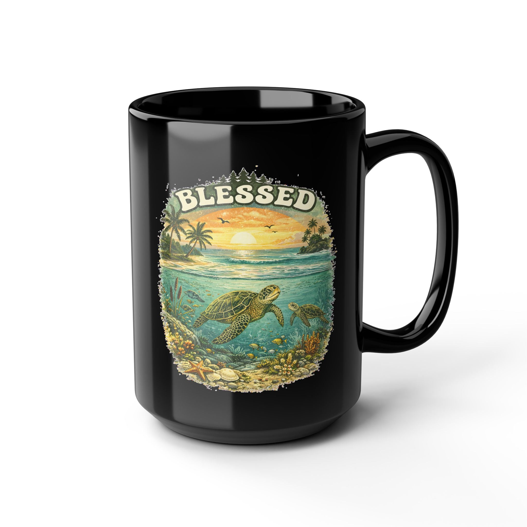 Blessed Sea Turtle Mug Ocean Coffee Cup Christian Beach Nature Gift