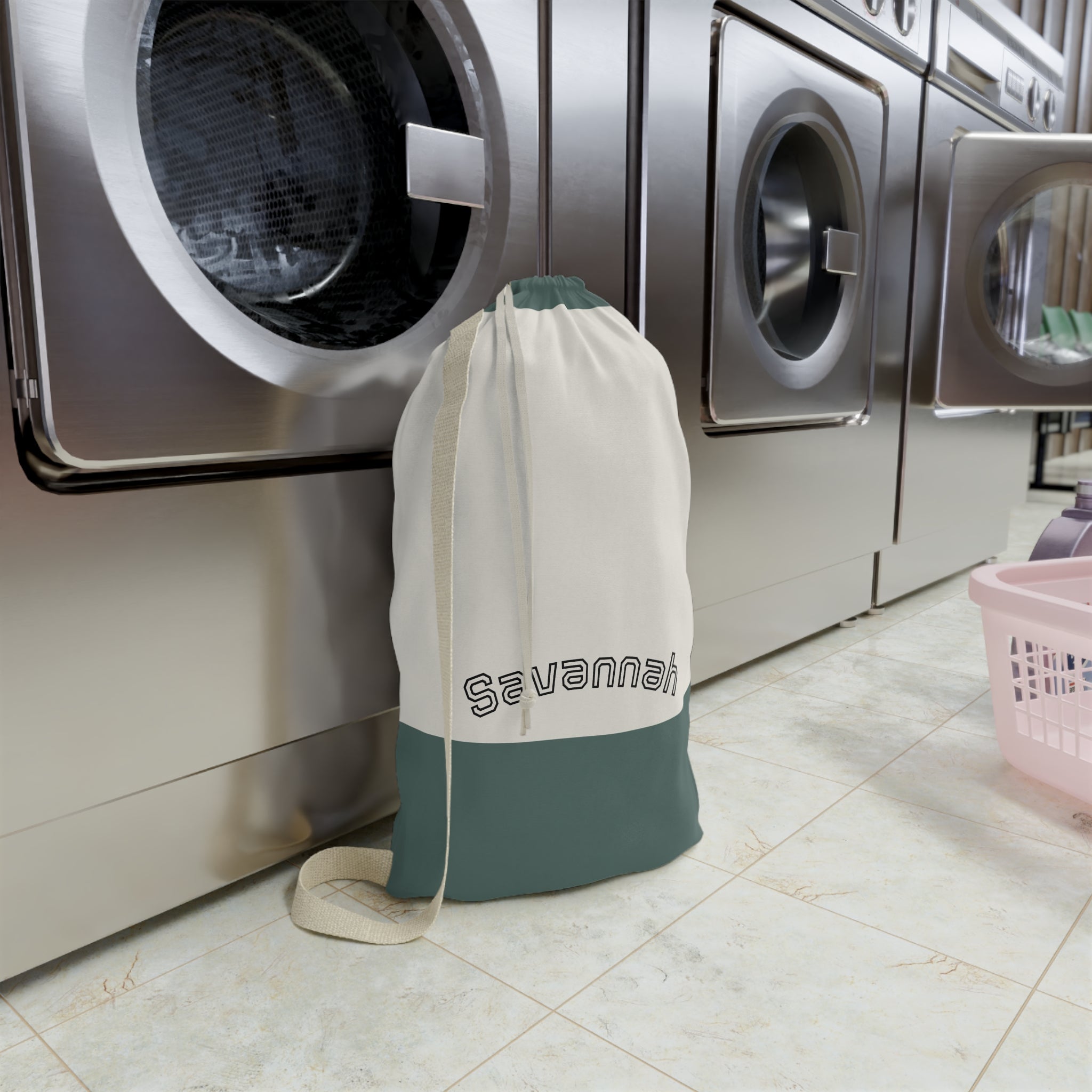 Personalized Laundry Bag | Custom Canvas Drawstring Laundry Bag | Large Reusable Laundry Sack