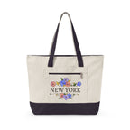 New York floral script Zippered Canvas Tote | city bouquet design