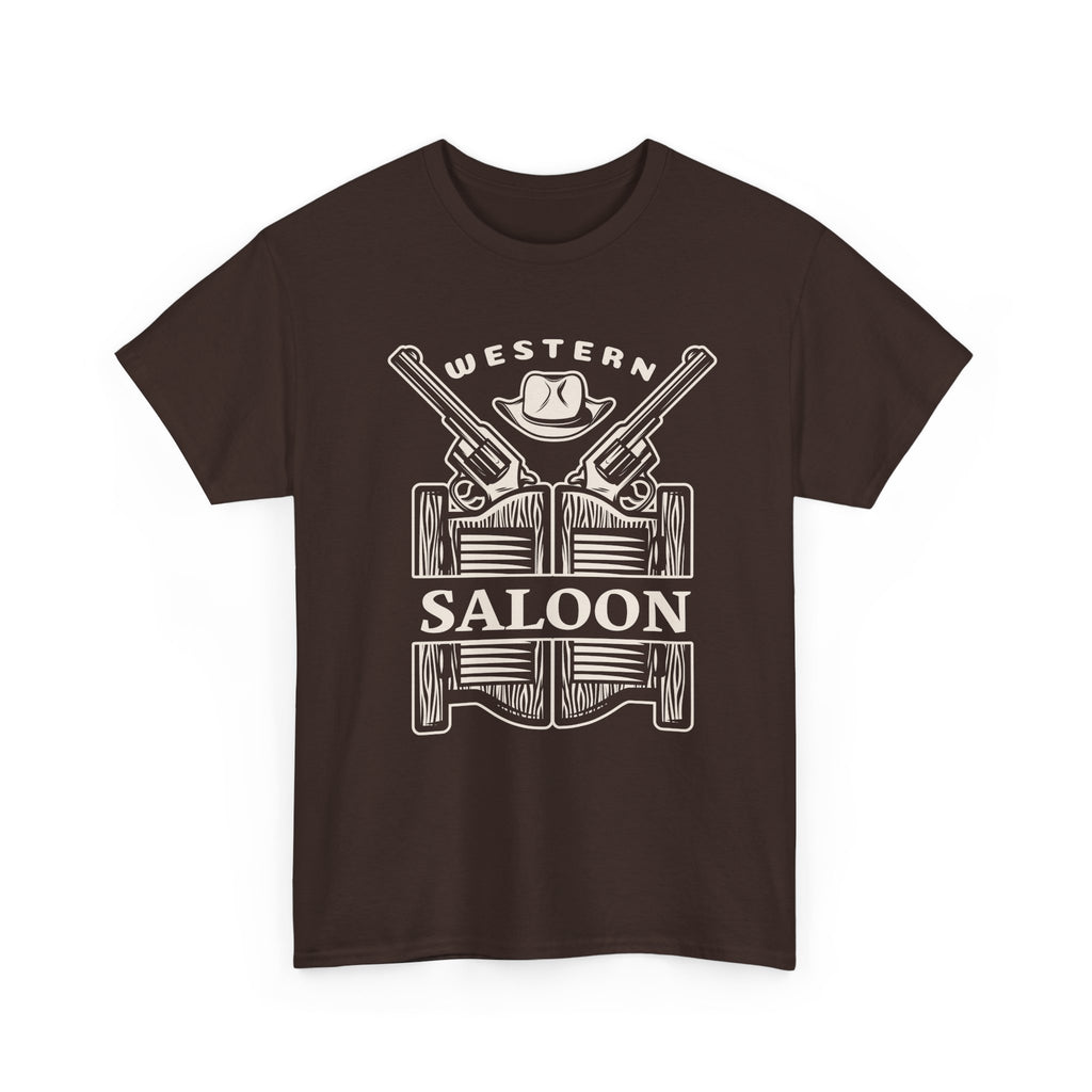 Western Saloon T-Shirt  Vintage Cowboy Guns & Hat Graphic Tee