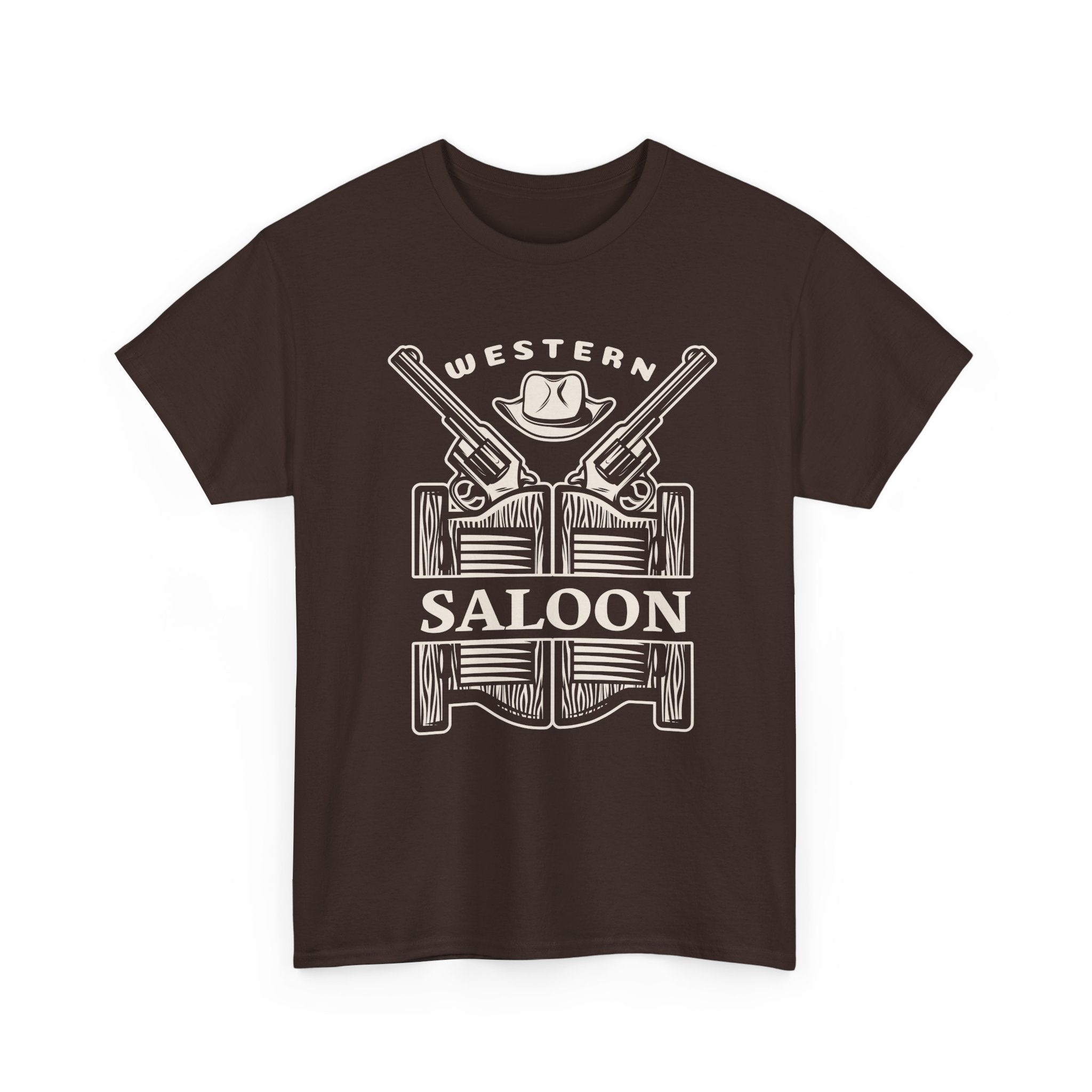 Western Saloon T-Shirt  Vintage Cowboy Guns & Hat Graphic Tee