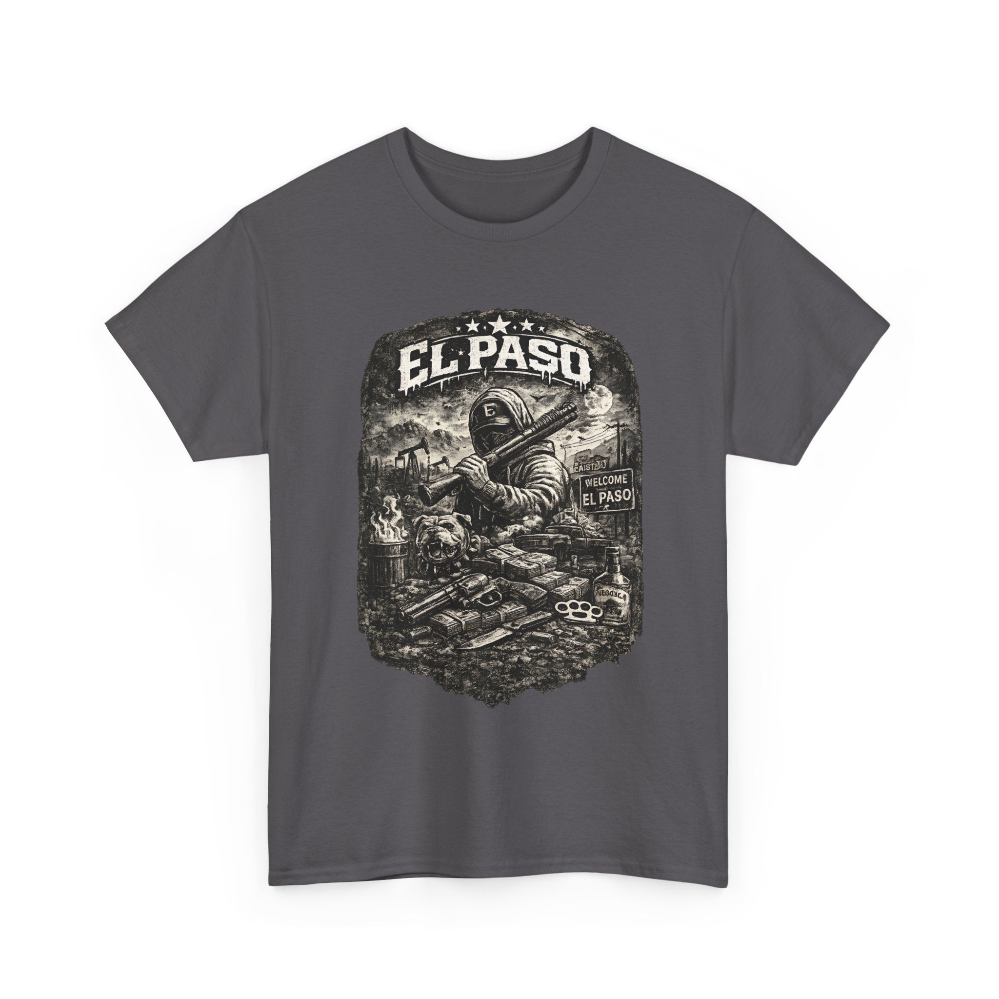 El Paso Texas T Shirt Streetwear Graphic Tee, Dark Urban Border City Shirt, Unisex Western Style