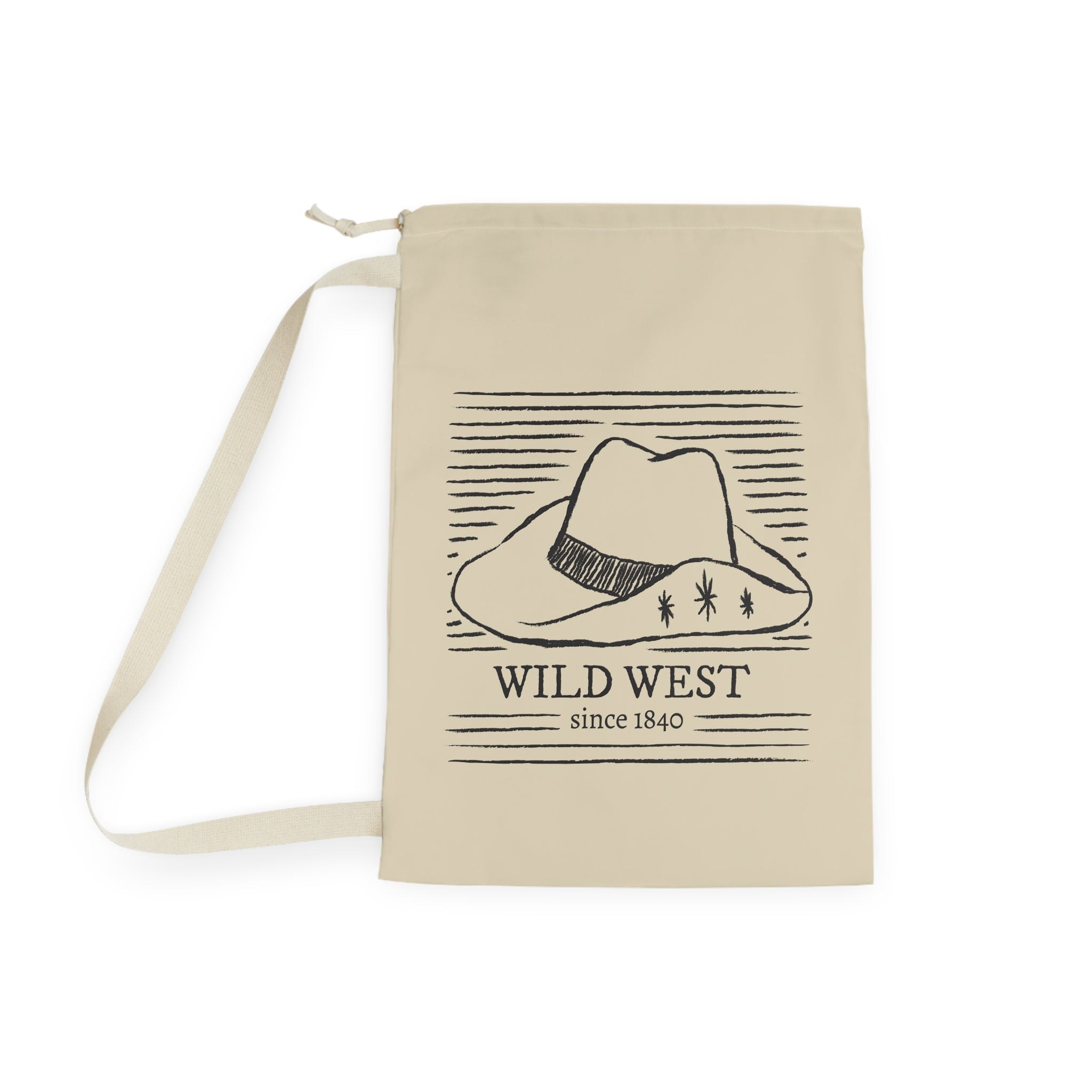 Wild West cowboy hat Laundry Bag | rustic western illustration, canvas drawstring