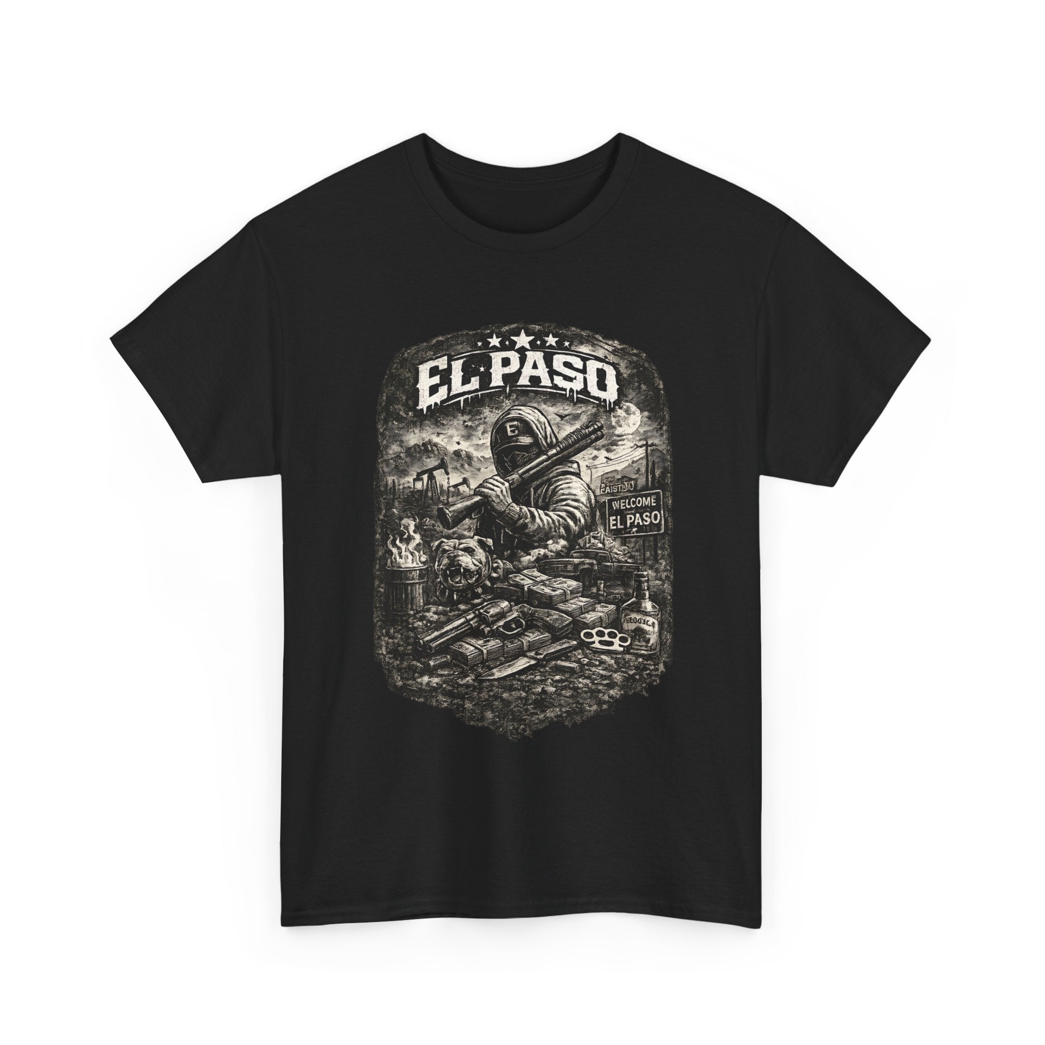 El Paso Texas T Shirt Streetwear Graphic Tee, Dark Urban Border City Shirt, Unisex Western Style