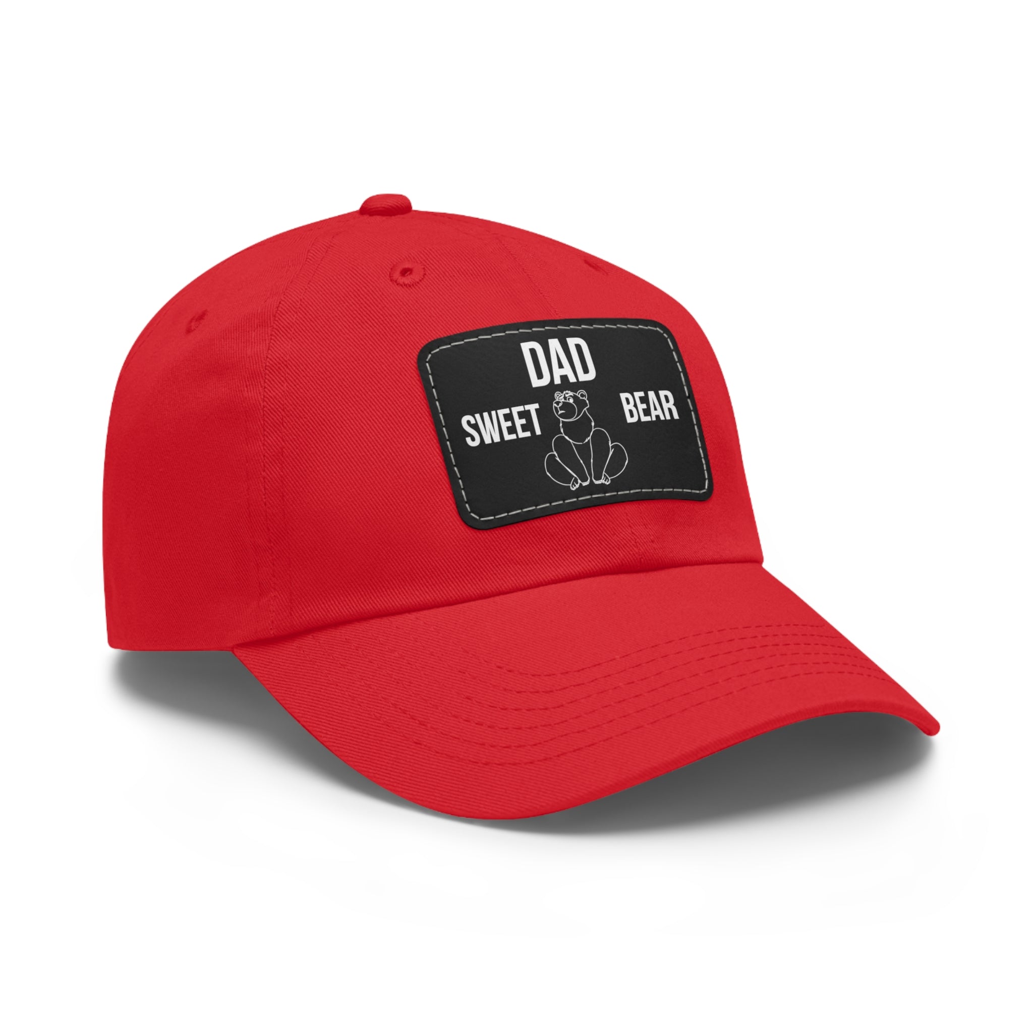 Dad Hat with Leather Patch Dad Sweet Bear Embroidered Cap