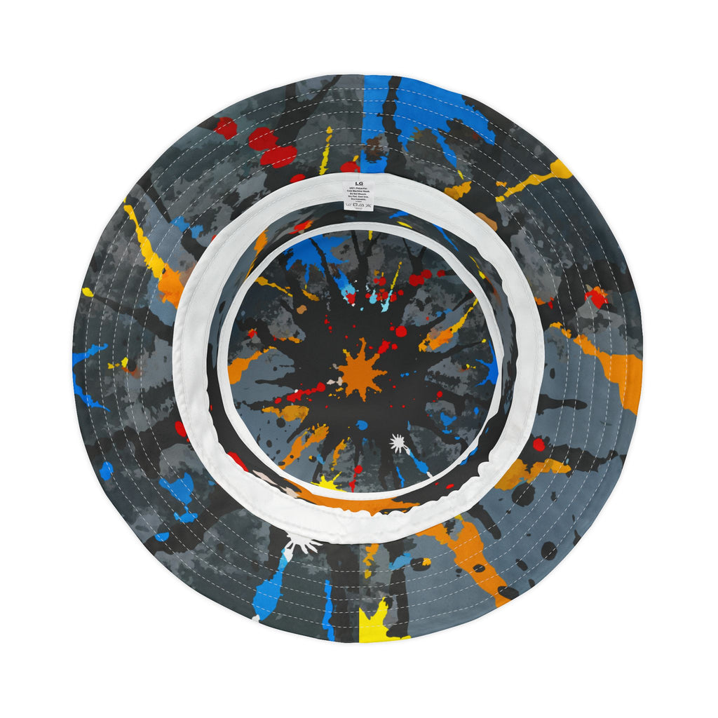 Paint Splatter Bucket Hat  Colorful Streetwear Sun Hat