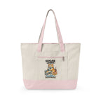 Sugar High Cat Illustration Zippered Tote | Cute Candy Cat Canvas Bag