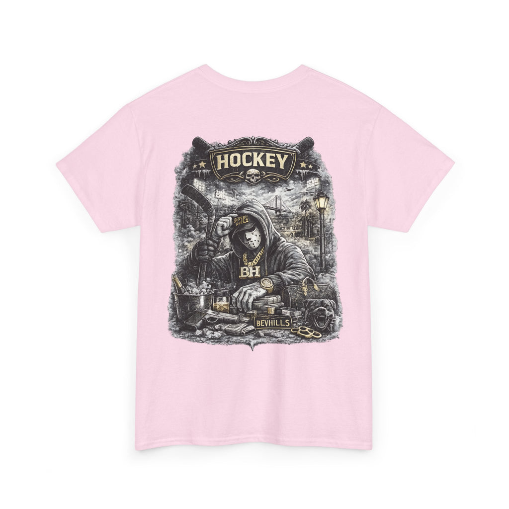 Hockey Streetwear T-Shirt Oversize Black  Urban Dark Graphic Tee Hip Hop Street Style Back Print Luxury
