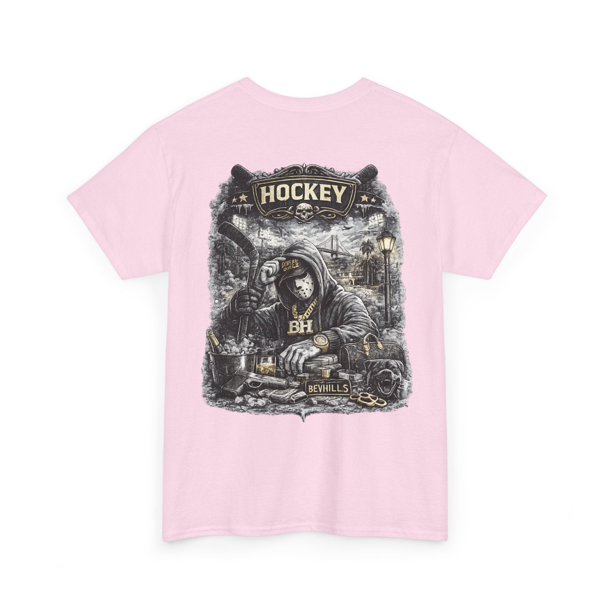 Hockey Streetwear T-Shirt Oversize Black  Urban Dark Graphic Tee Hip Hop Street Style Back Print Luxury