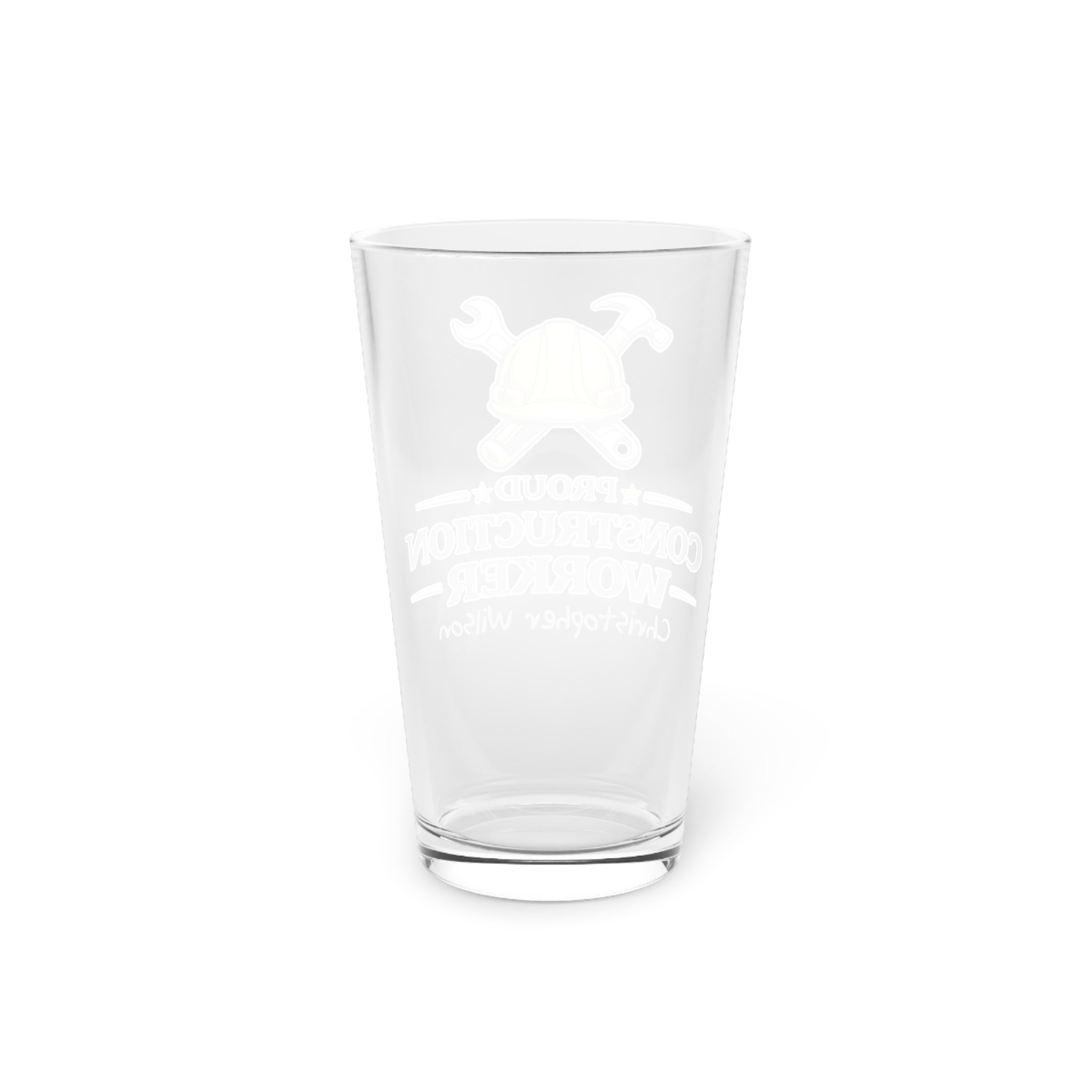 Personalized Construction Worker Pint Glass  Proud Construction Worker Beer Glass with Custom Name  Contractor Gift for Him