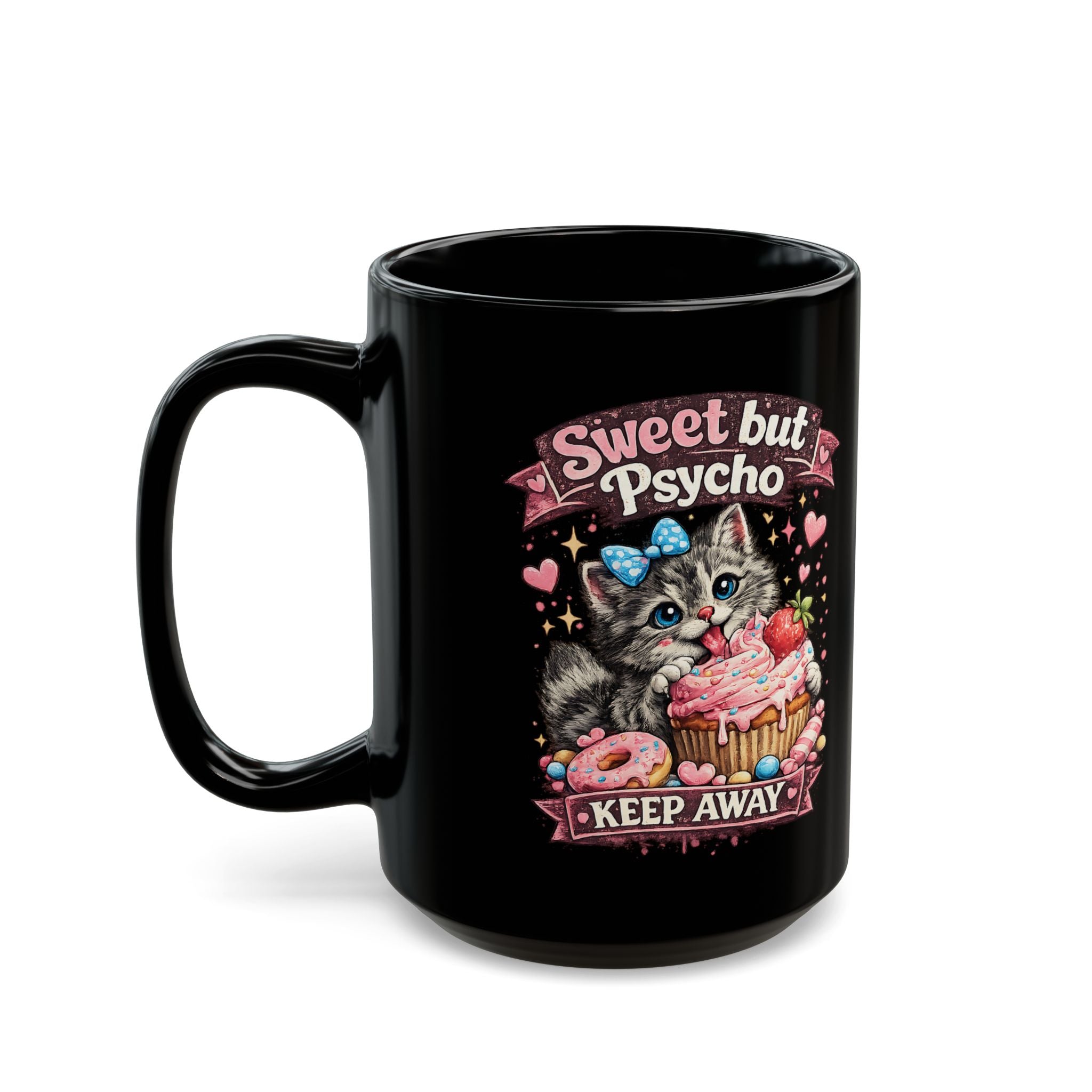 Sweet But Psycho Mug Cute Cat Coffee Cup Funny Kitty Humor Gift for Cat Lovers