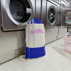 Pink Arched Name Laundry Bag | Personalized Canvas Laundry Bag