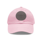 Embroidered Bee Leather Patch Dad Hat  Pink Round Patch Baseball Cap