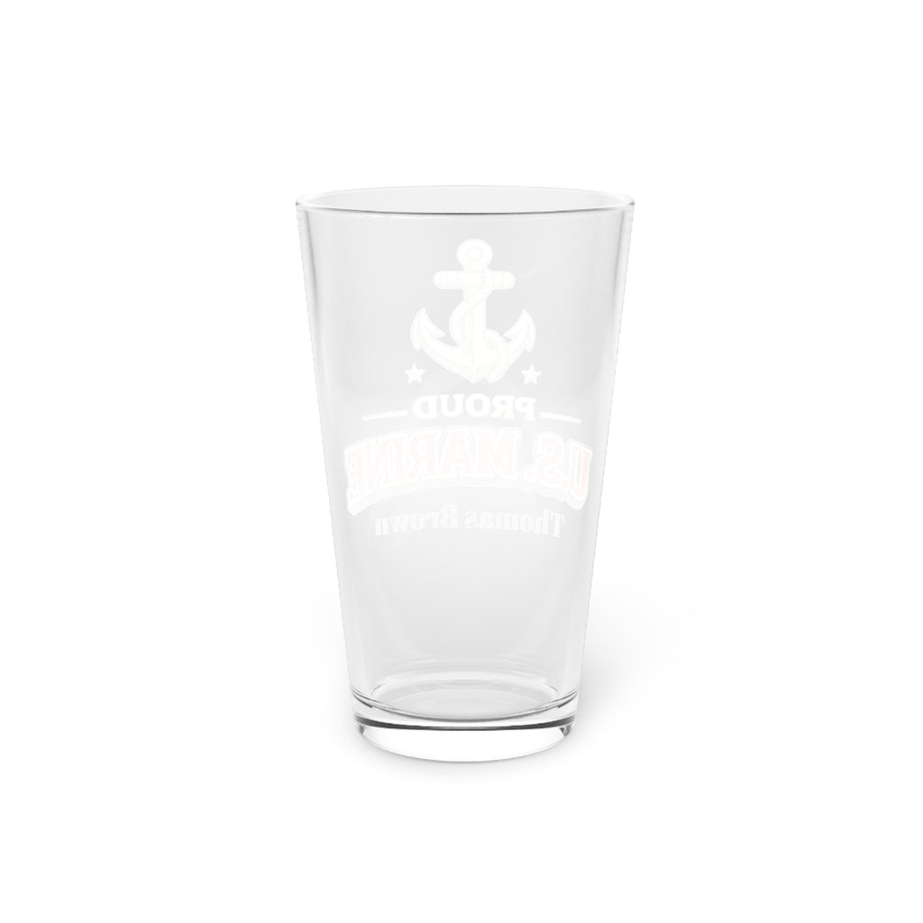 Personalized US Marine Pint Glass 16oz | Proud Marine Beer Glass | Custom Military Gift for Marine | Veteran Gift for Him