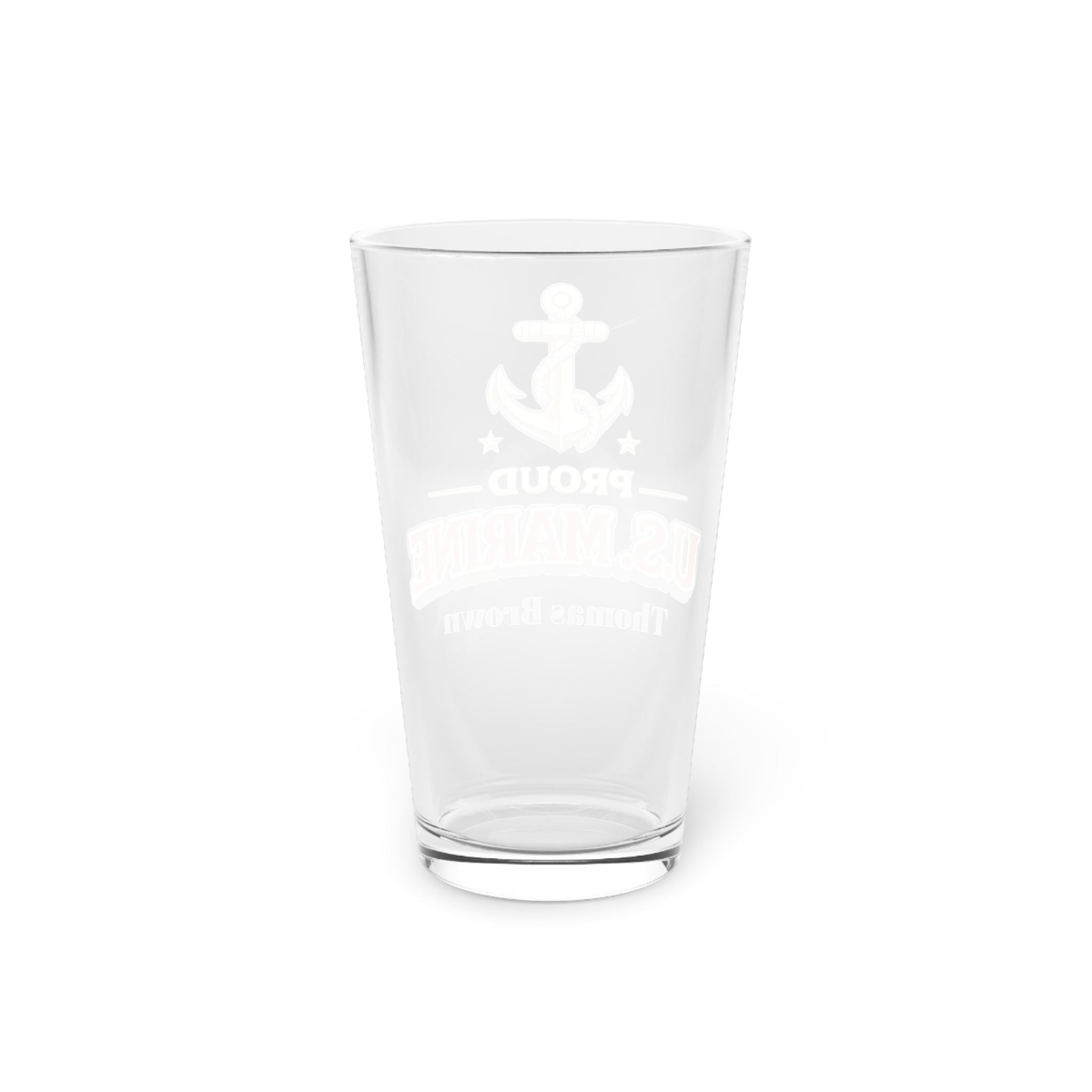 Personalized US Marine Pint Glass 16oz | Proud Marine Beer Glass | Custom Military Gift for Marine | Veteran Gift for Him