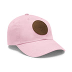 Embroidered Bee Leather Patch Dad Hat  Pink Round Patch Baseball Cap