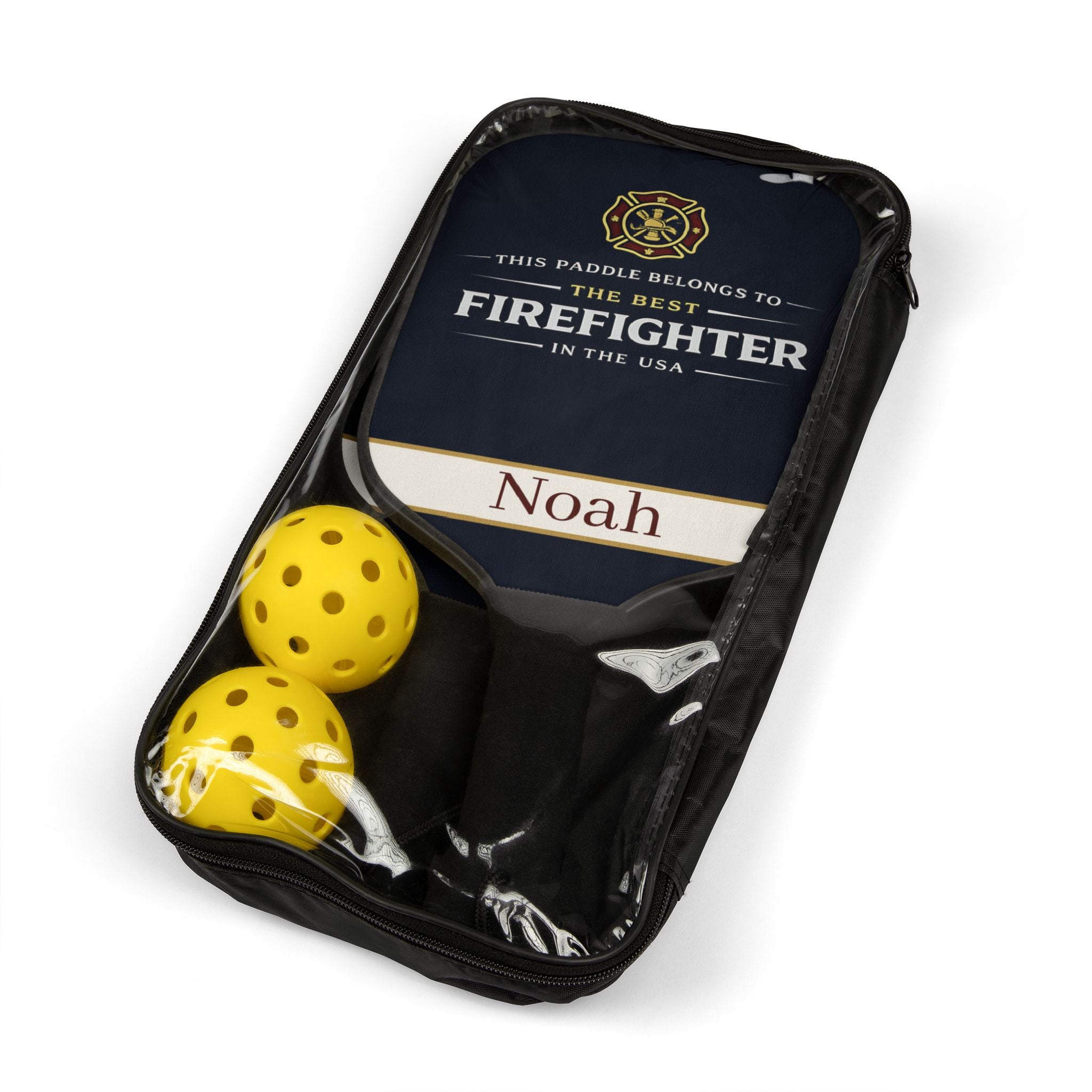 Personalized Firefighter Pickleball Paddle Set | Custom Fireman Gift for Men | First Responder Gift | USA Firefighter Present