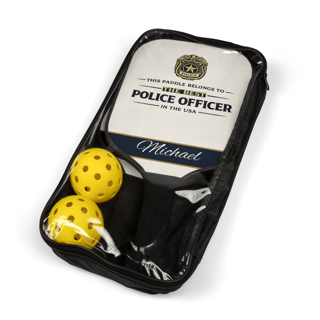 Personalized Police Officer Pickleball Paddle Set | Custom Cop Gift for Him | Law Enforcement Gift | Police Dad Birthday Present
