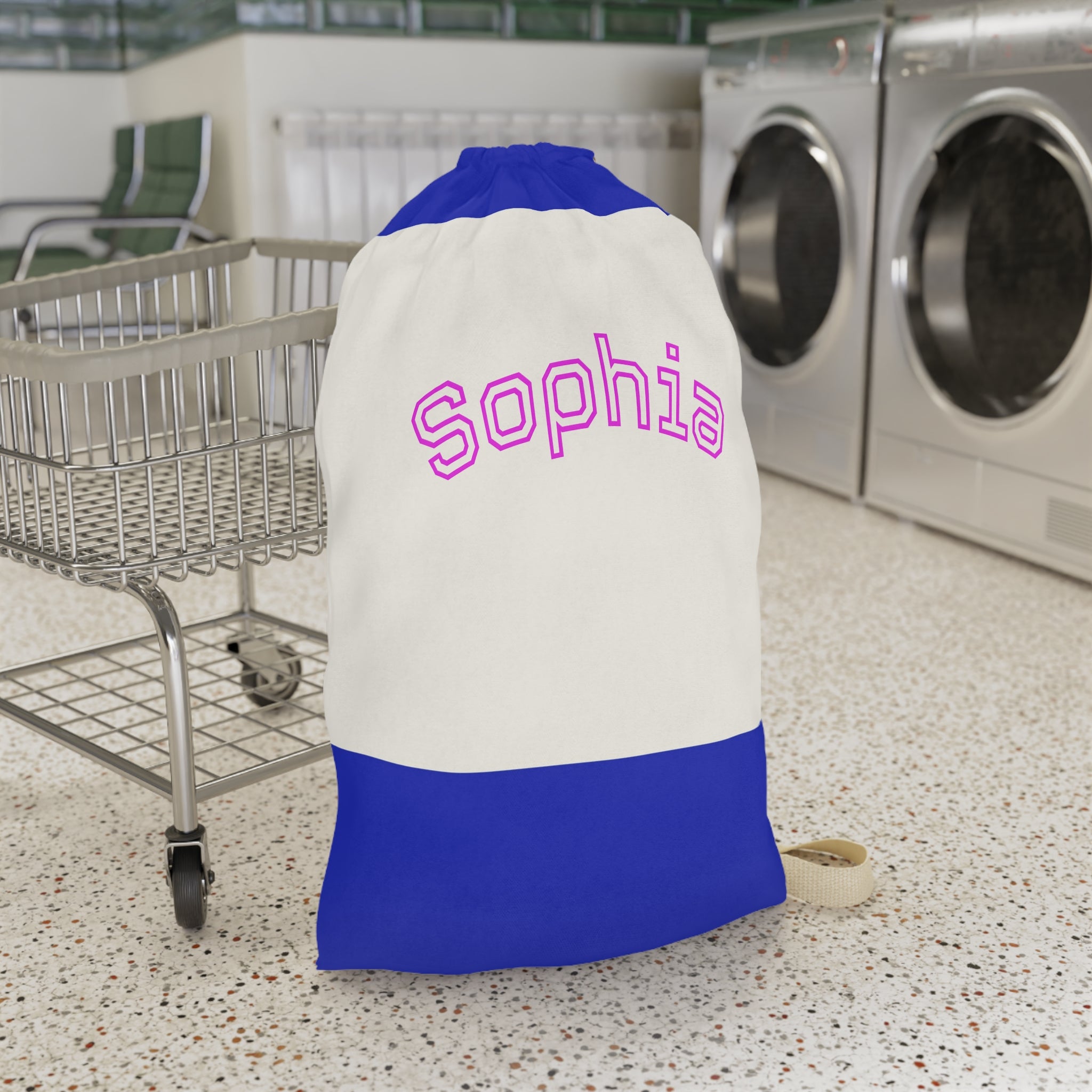 Pink Arched Name Laundry Bag | Personalized Canvas Laundry Bag