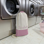 Pink Colorblock Laundry Bag | Canvas Drawstring Pouch