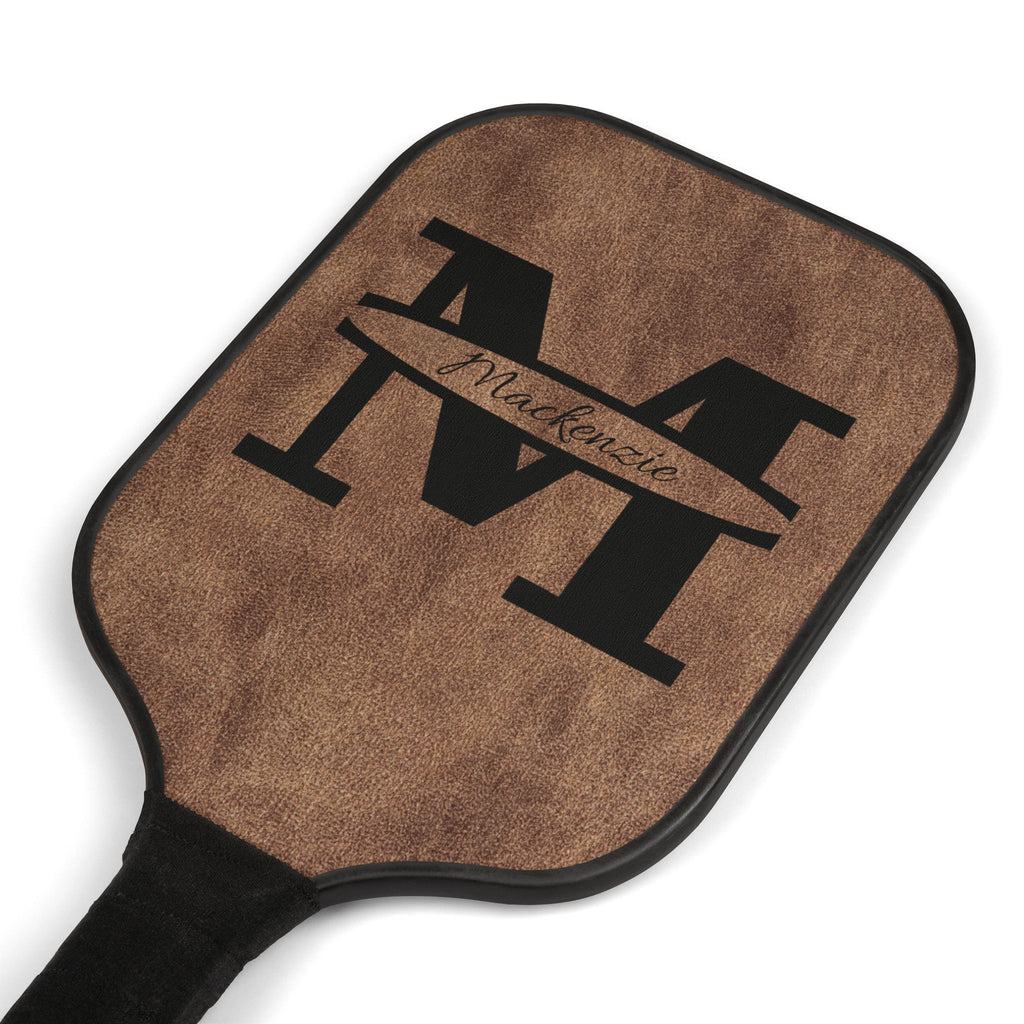 Personalized Monogram Pickleball Paddle Set | Custom Initial Name Pickleball Gift | Rustic Wood Style Paddle
