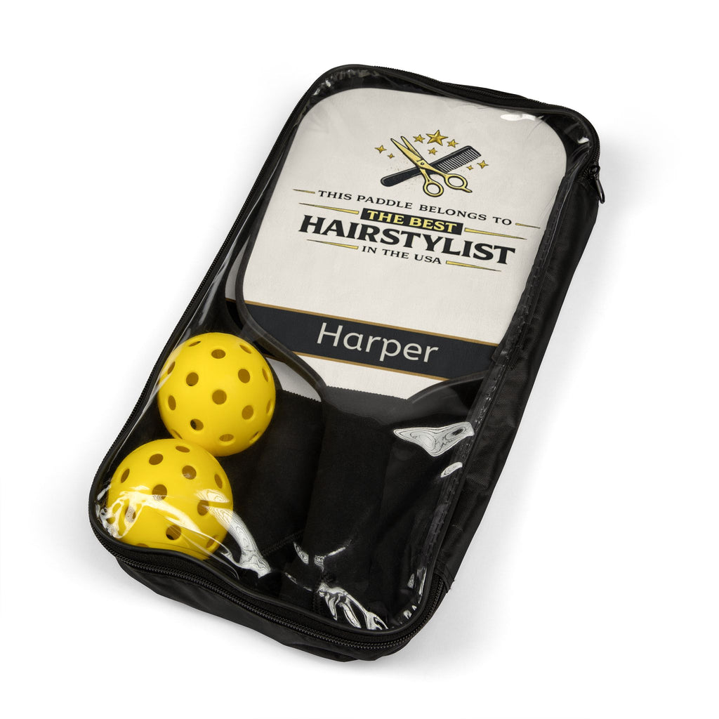 Personalized Hairstylist Pickleball Paddle Set | Gift for Hair Stylist | Custom Name Pickleball Racket | Salon Owner Gift